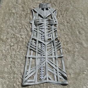 Ritual Fashion White Leather Cage Harness Dress - Size XS